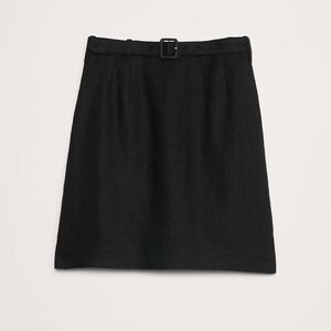 Banana Republic 100% Linen Belted Mini Skirt Black Size 14 NWT